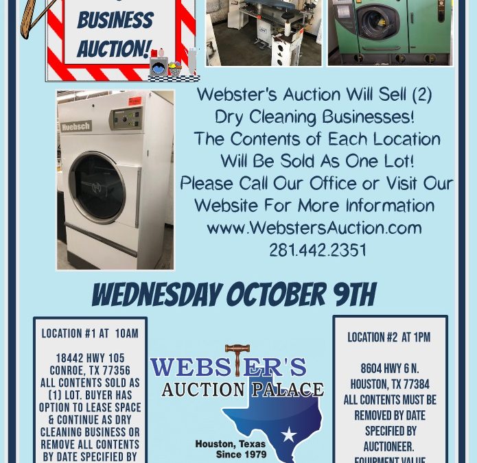 WEDNESDAY OCTOBER 9th –  EMERGENCY BUSINESS AUCTION!