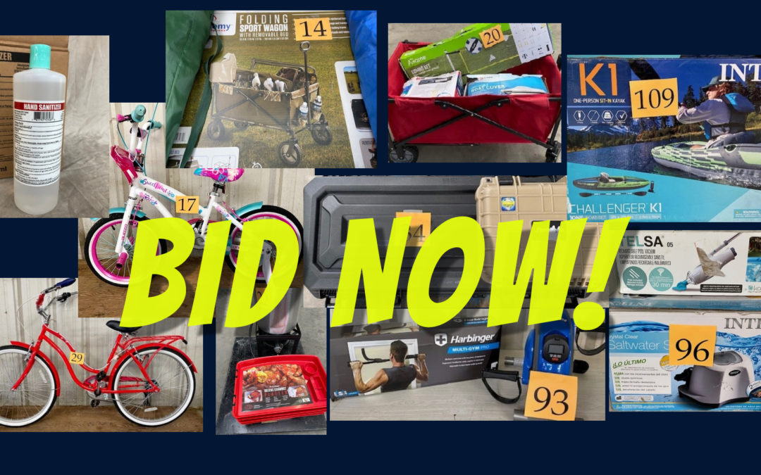 ONLINE AUCTION – WEDNESDAY SEPTEMBER 8TH-16TH BICYCLES, SPORTING GOODS, SANITIZER & MORE!